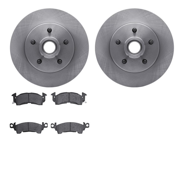 6202-47307 Brake Rotors w/Heavy-Duty Brake Pads Kit, 1969-1996 GM, Position: Front