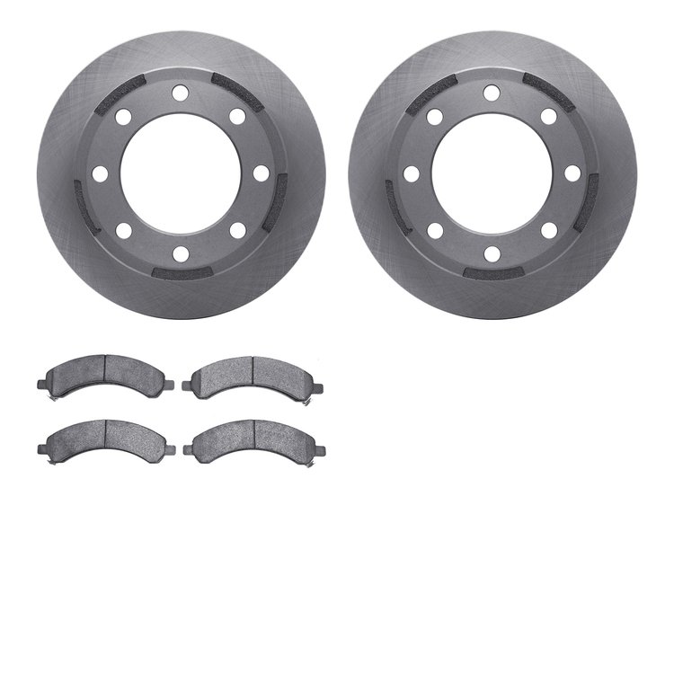 6202-48035 Brake Rotors w/Heavy-Duty Brake Pads Kit, 2003-2008 GM, Position: Rear