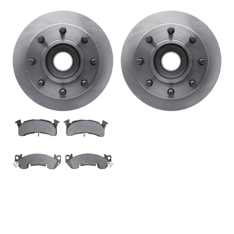 6202-48078 Brake Rotors w/Heavy-Duty Brake Pads Kit, 1979-1979 GM, Position: Front