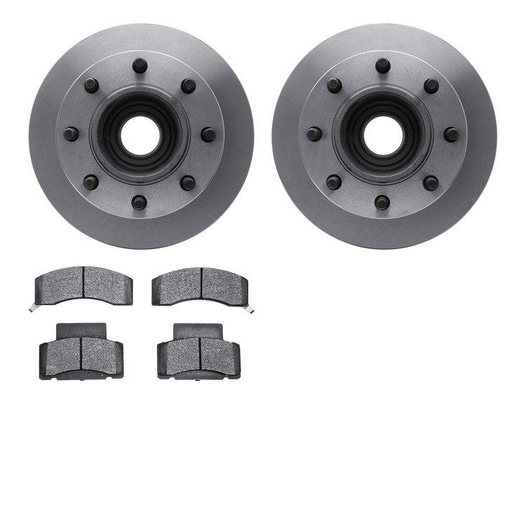 6202-48168 Brake Rotors w/Heavy-Duty Brake Pads Kit, 1990-1994 GM, Position: Front
