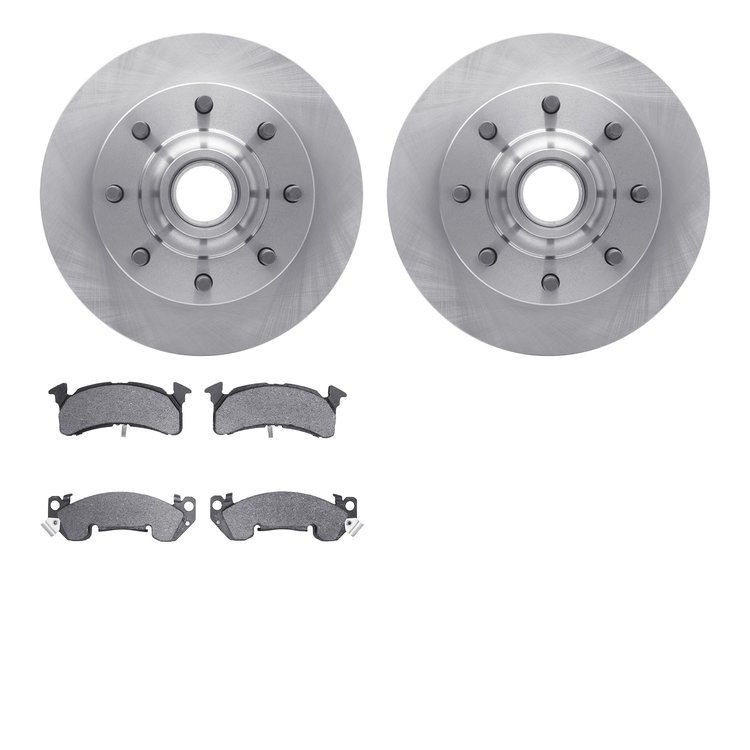 6202-48171 Brake Rotors w/Heavy-Duty Brake Pads Kit, 1993-1995 GM, Position: Front