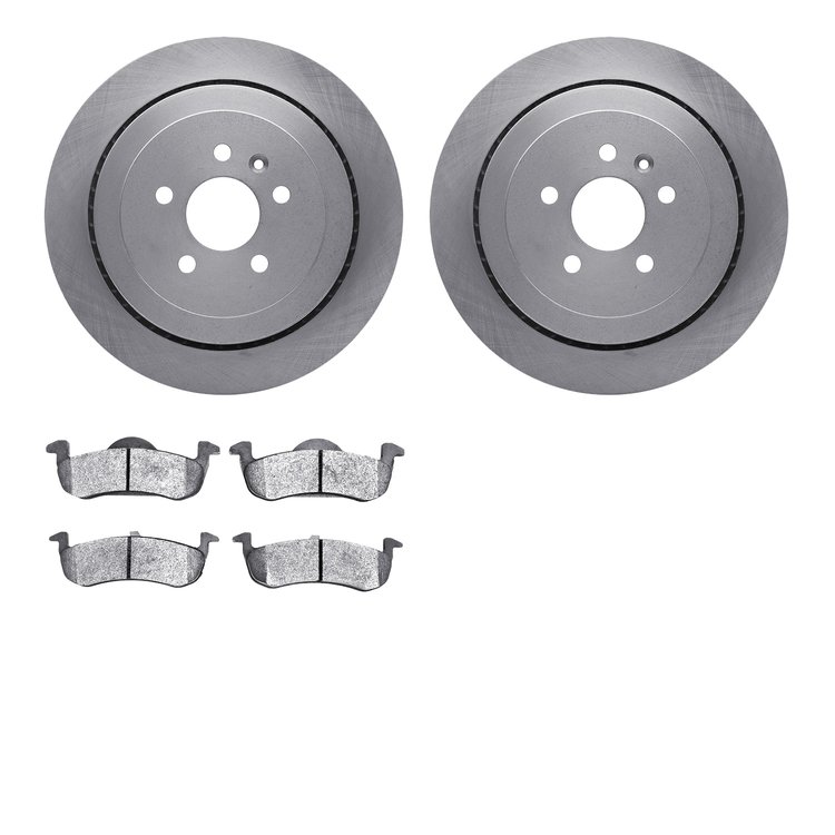 6202-55053 Brake Rotors w/Heavy-Duty Brake Pads Kit, 2013-2016 Ford/Lincoln/Mercury/Mazda, Position: Rear
