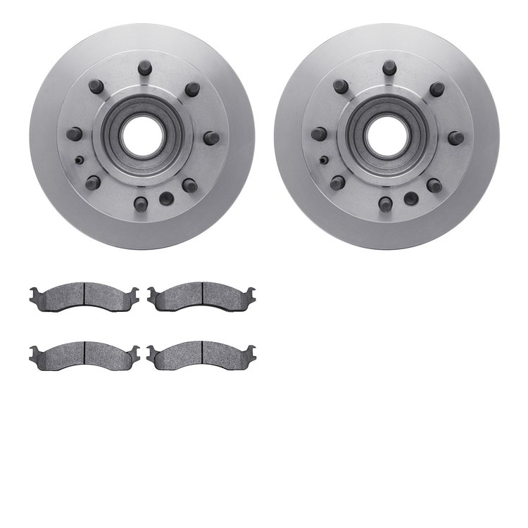 6202-99321 Brake Rotors w/Heavy-Duty Brake Pads Kit, 1995-2000 Ford/Lincoln/Mercury/Mazda, Position: Front