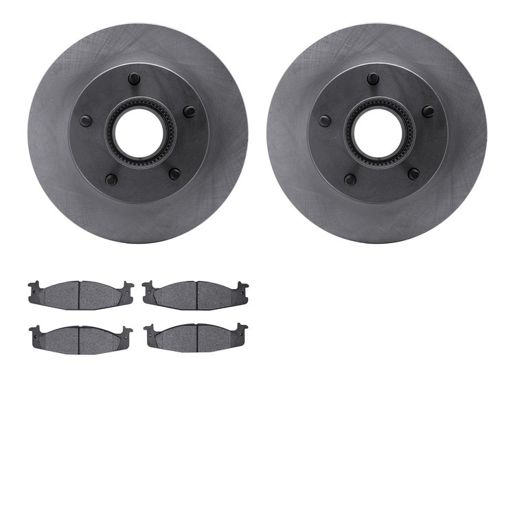 6202-99720 Brake Rotors w/Heavy-Duty Brake Pads Kit, 1994-1995 Ford/Lincoln/Mercury/Mazda, Position: Front