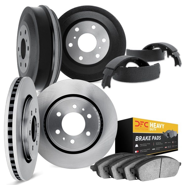 6204-40397 Brake Rotors w/Heavy-Duty Brake Pads/Drums & Shoes Kit, 1999-1999 Mopar, Position: Front and Rear