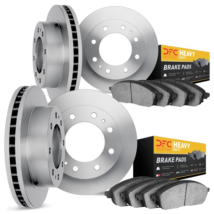 6204-40663 Brake Rotors w/Heavy-Duty Brake Pads Kit, 2000-2002 Mopar, Position: Front and Rear