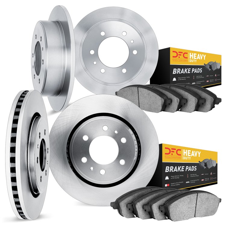 6204-40678 Brake Rotors w/Heavy-Duty Brake Pads Kit, 2003-2004 Mopar, Position: Front and Rear