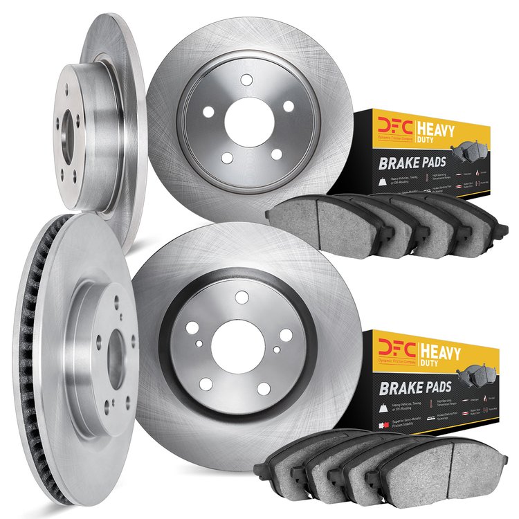 6204-42169 Brake Rotors w/Heavy-Duty Brake Pads Kit, 1999-2004 Mopar, Position: Front and Rear
