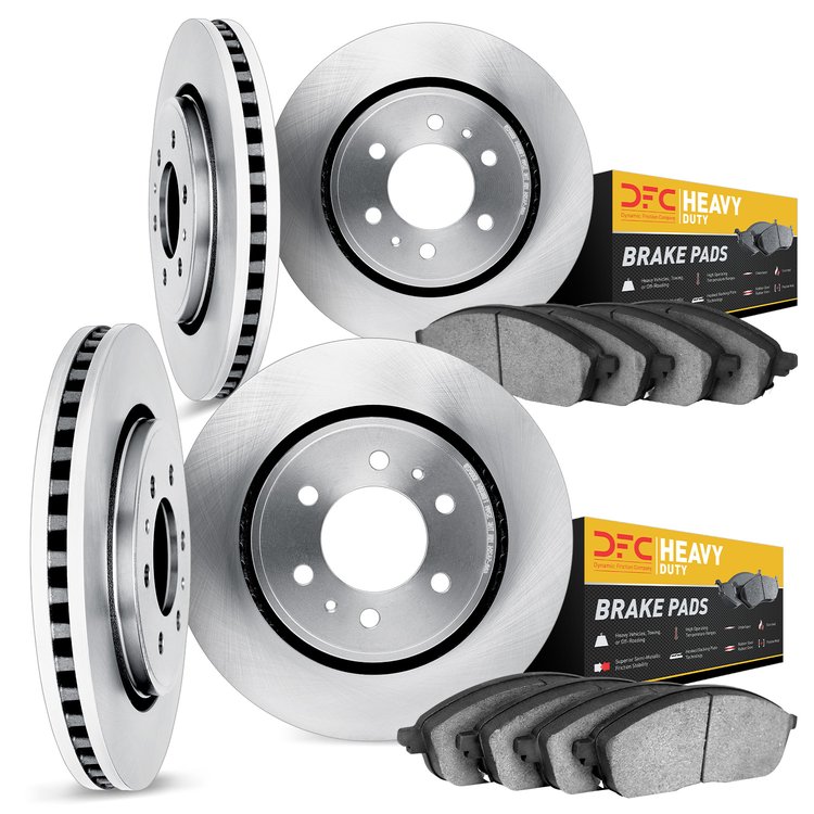 6204-48206 Brake Rotors w/Heavy-Duty Brake Pads Kit, 2000-2006 GM, Position: Front and Rear