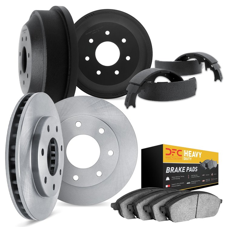 6204-54646 Brake Rotors w/Heavy-Duty Brake Pads/Drums & Shoes Kit, 1997-2002 Ford/Lincoln/Mercury/Mazda, Position: Front and Rea