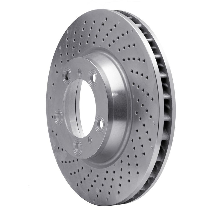 621-02036D Drilled Brake Rotor [Silver], 1999-2021 Porsche, Position: Left Front