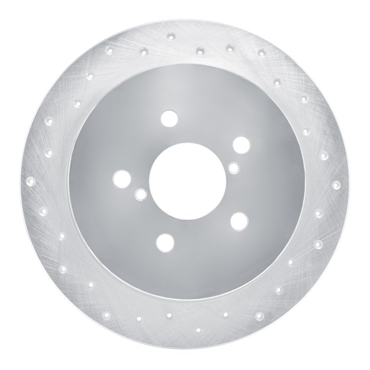 621-13020L Drilled Brake Rotor [Silver], 2005-2009 Subaru, Position: Rear Left