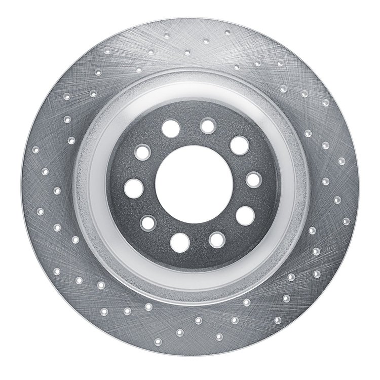 621-42010L Drilled Brake Rotor [Silver], 2014-2021 Mopar, Position: Rear Left