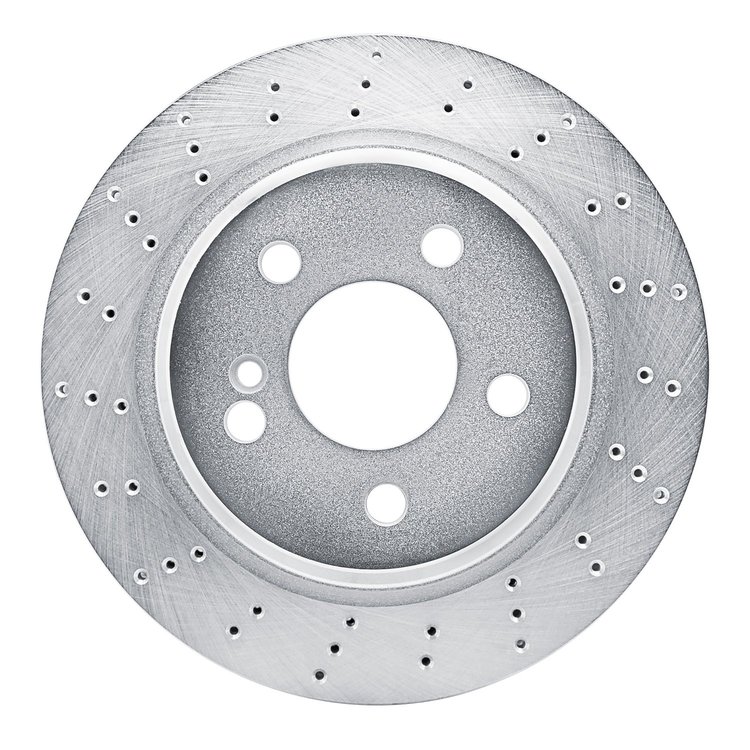 621-63053L Drilled Brake Rotor [Silver], 2003-2017 Mercedes-Benz, Position: Rear Left