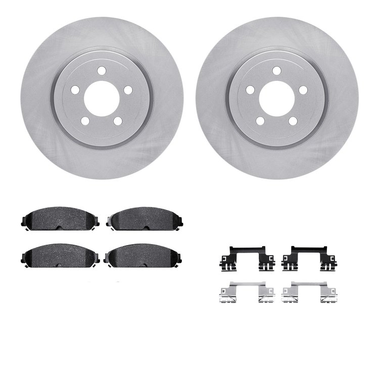 6212-39107 Brake Rotors w/Heavy-Duty Brake Pads Kit & Hardware, Fits Select Mopar, Position: Front