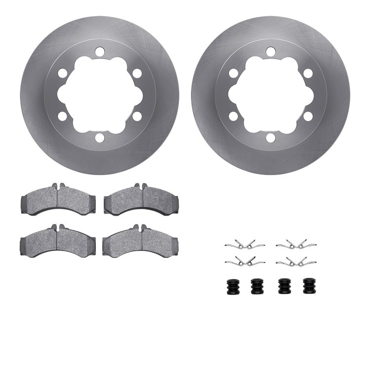 6212-40246 Brake Rotors w/Heavy-Duty Brake Pads Kit & Hardware, 2006-2006 Mopar, Position: Rear