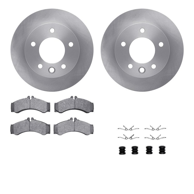 6212-40259 Brake Rotors w/Heavy-Duty Brake Pads Kit & Hardware, 2003-2006 Mopar, Position: Front