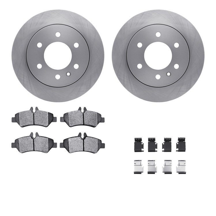 6212-40282 Brake Rotors w/Heavy-Duty Brake Pads Kit & Hardware, 2007-2018 Multiple Makes/Models, Position: Rear