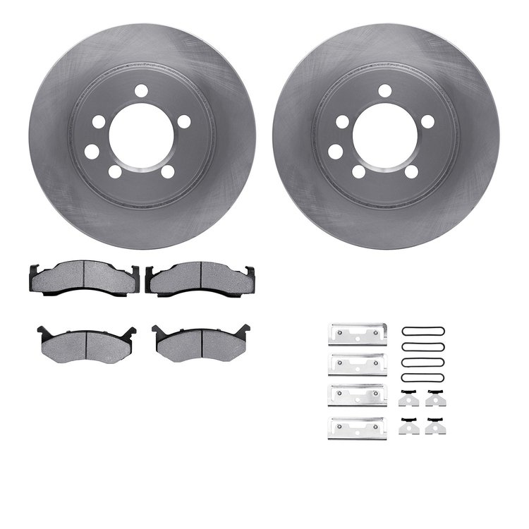 6212-40309 Brake Rotors w/Heavy-Duty Brake Pads Kit & Hardware, 1974-1981 Mopar, Position: Front