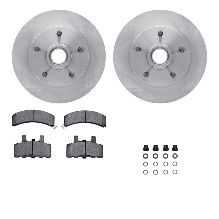 6212-40360 Brake Rotors w/Heavy-Duty Brake Pads Kit & Hardware, 1994-1999 Mopar, Position: Front