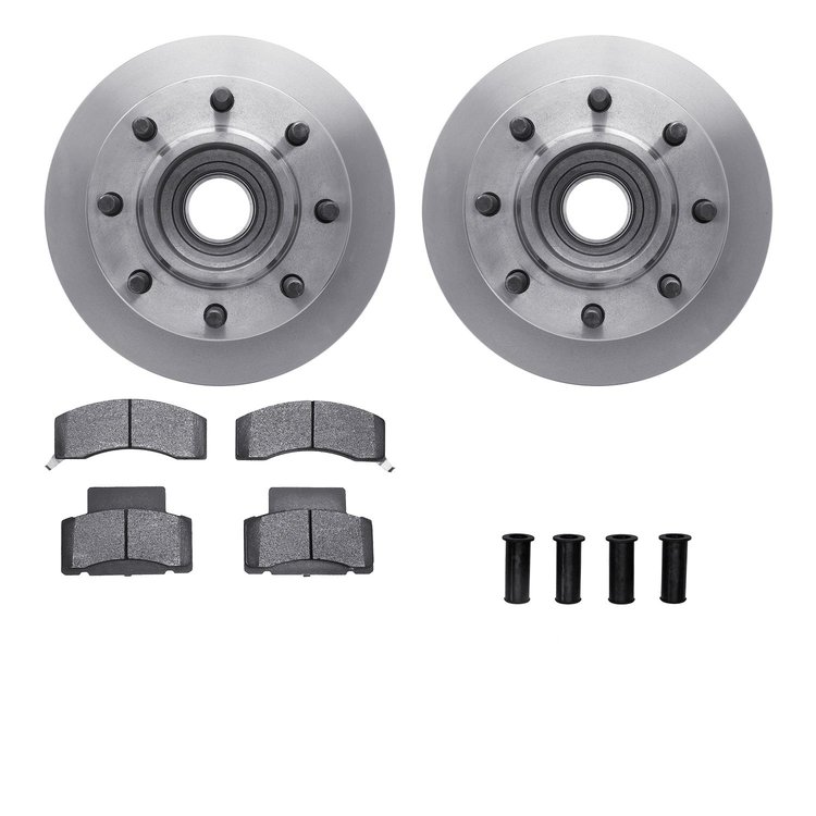 6212-40381 Brake Rotors w/Heavy-Duty Brake Pads Kit & Hardware, 1994-1999 Mopar, Position: Front