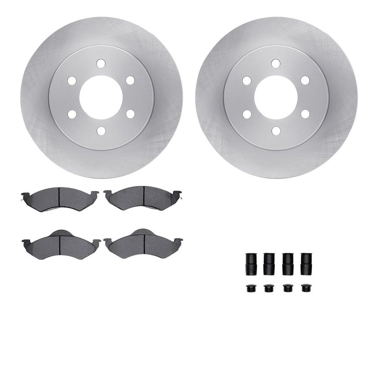 6212-40385 Brake Rotors w/Heavy-Duty Brake Pads Kit & Hardware, 1998-1999 Mopar, Position: Front