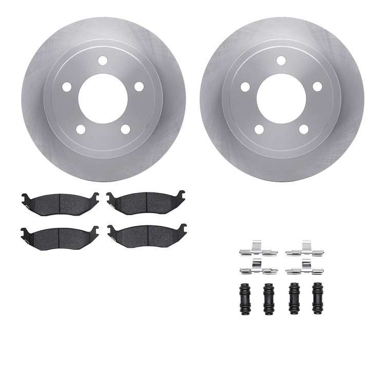 6212-40435 Brake Rotors w/Heavy-Duty Brake Pads Kit & Hardware, 2003-2003 Mopar, Position: Rear