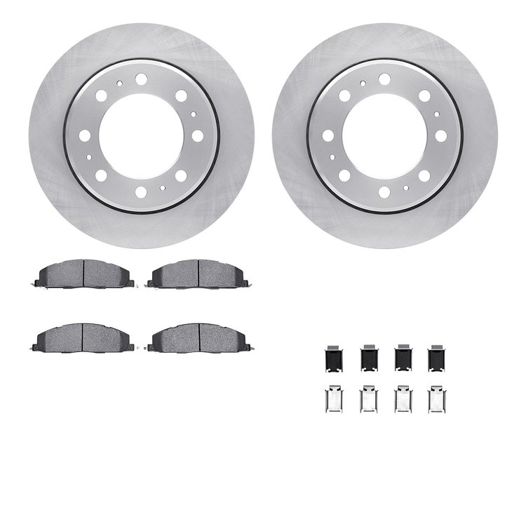 6212-40516 Brake Rotors w/Heavy-Duty Brake Pads Kit & Hardware, 2009-2018 Mopar, Position: Rear