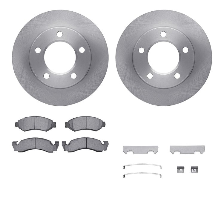 6212-42132 Brake Rotors w/Heavy-Duty Brake Pads Kit & Hardware, 1978-1978 Mopar, Position: Front