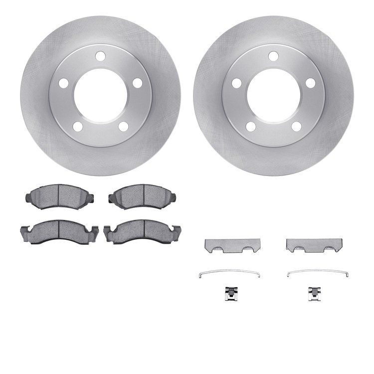 6212-42138 Brake Rotors w/Heavy-Duty Brake Pads Kit & Hardware, 1976-1978 Mopar, Position: Front