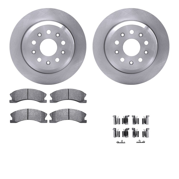 6212-42178 Brake Rotors w/Heavy-Duty Brake Pads Kit & Hardware, 1999-2004 Mopar, Position: Front