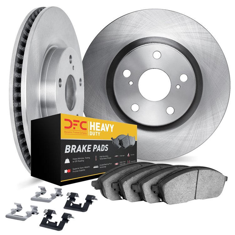 6212-46085 Brake Rotors w/Heavy-Duty Brake Pads Kit & Hardware, 1990-1990 GM, Position: Front