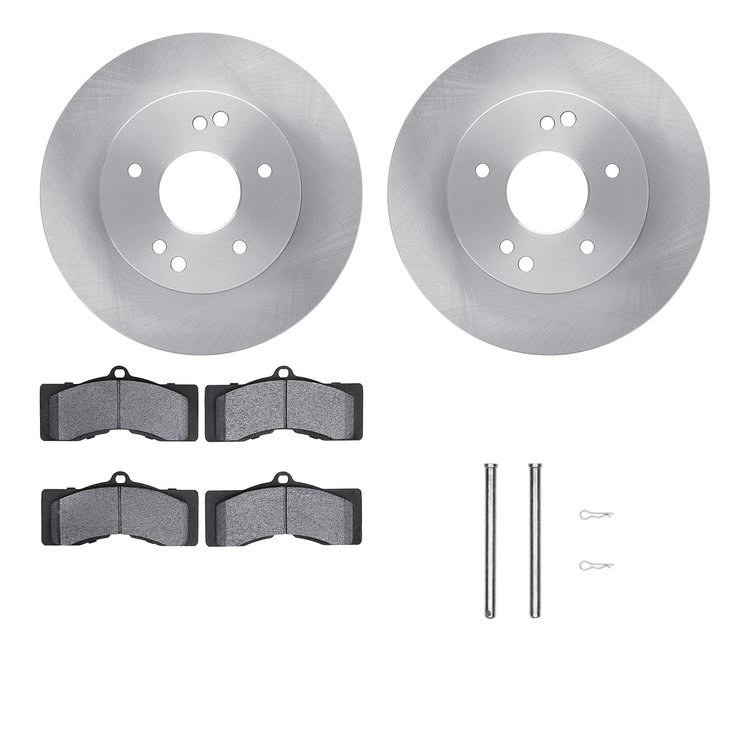 6212-47116 Brake Rotors w/Heavy-Duty Brake Pads Kit & Hardware, 1963-1982 GM, Position: Front, Rear