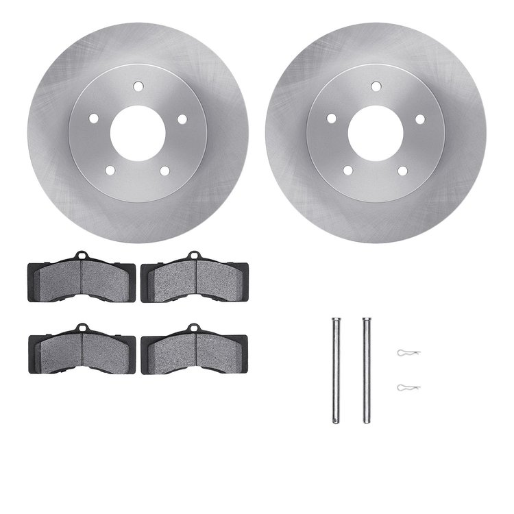6212-47124 Brake Rotors w/Heavy-Duty Brake Pads Kit & Hardware, 1963-1982 GM, Position: Front
