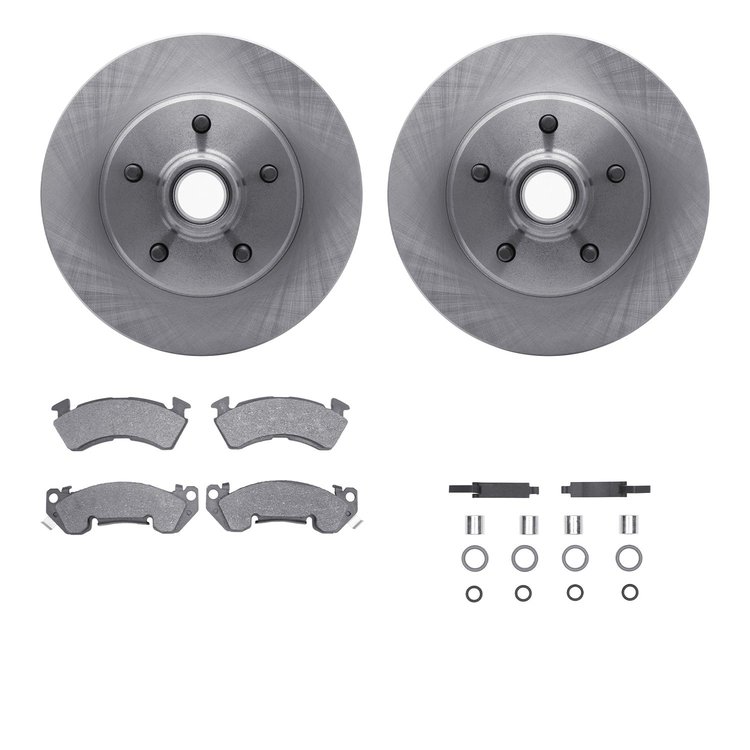 6212-47281 Brake Rotors w/Heavy-Duty Brake Pads Kit & Hardware, 1990-1990 GM, Position: Front