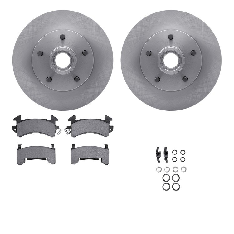 6212-47286 Brake Rotors w/Heavy-Duty Brake Pads Kit & Hardware, 1982-1995 GM, Position: Front