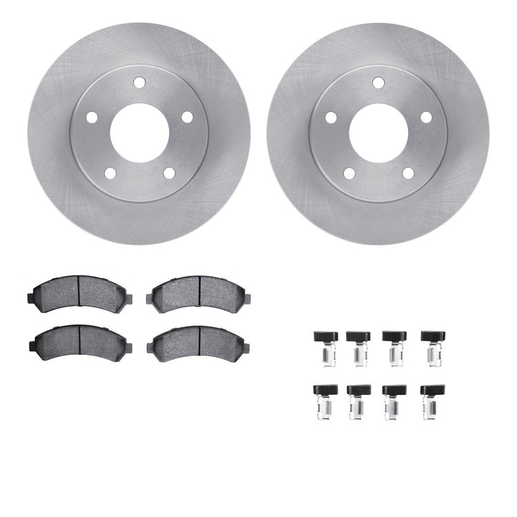 6212-48004 Brake Rotors w/Heavy-Duty Brake Pads Kit & Hardware, 1997-2005 GM, Position: Front