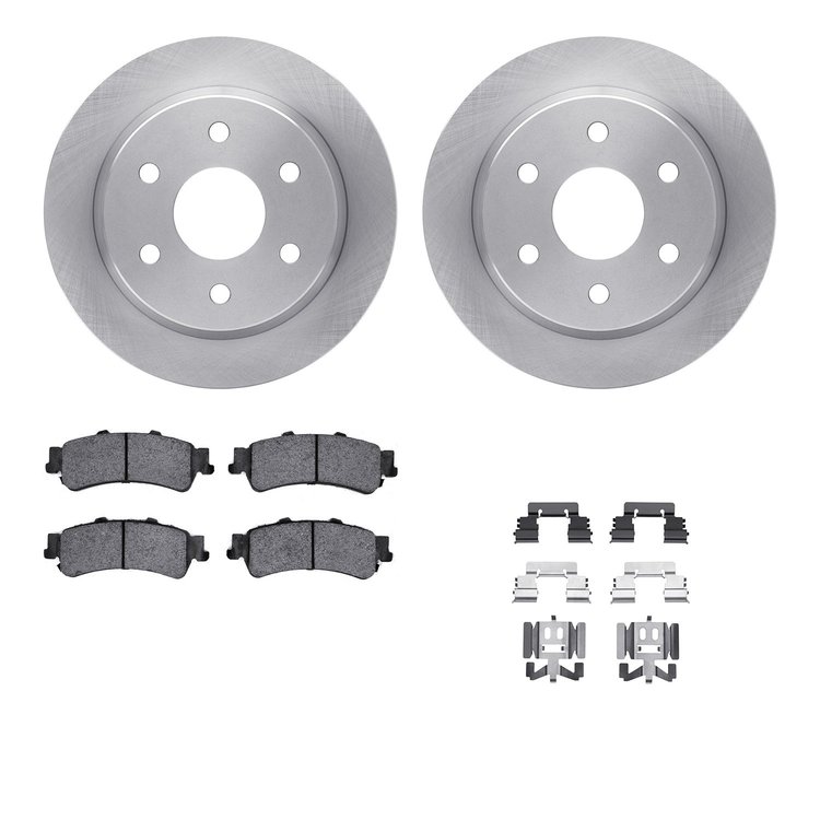 6212-48014 Brake Rotors w/Heavy-Duty Brake Pads Kit & Hardware, 1999-2007 GM, Position: Rear