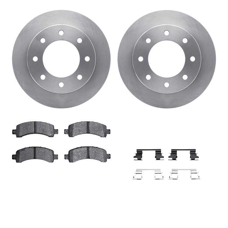 6212-48020 Brake Rotors w/Heavy-Duty Brake Pads Kit & Hardware, 2003-2020 GM, Position: Rear