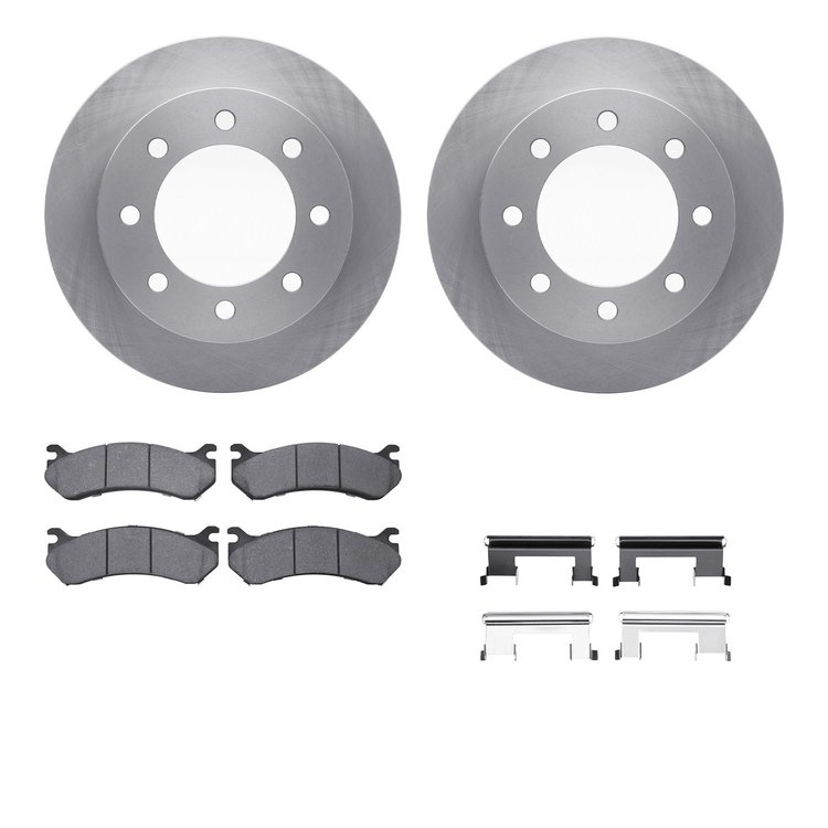 6212-48025 Brake Rotors w/Heavy-Duty Brake Pads Kit & Hardware, 1999-2013 GM, Position: Rear