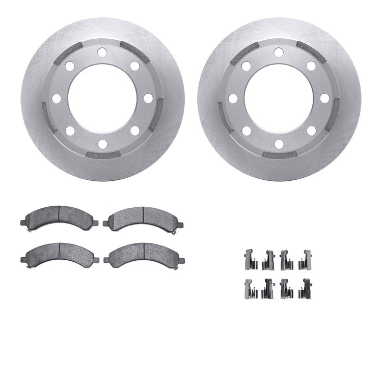 6212-48038 Brake Rotors w/Heavy-Duty Brake Pads Kit & Hardware, 2003-2008 GM, Position: Rear