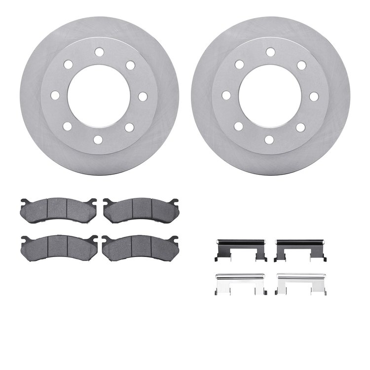 6212-48052 Brake Rotors w/Heavy-Duty Brake Pads Kit & Hardware, 2003-2005 GM, Position: Rear