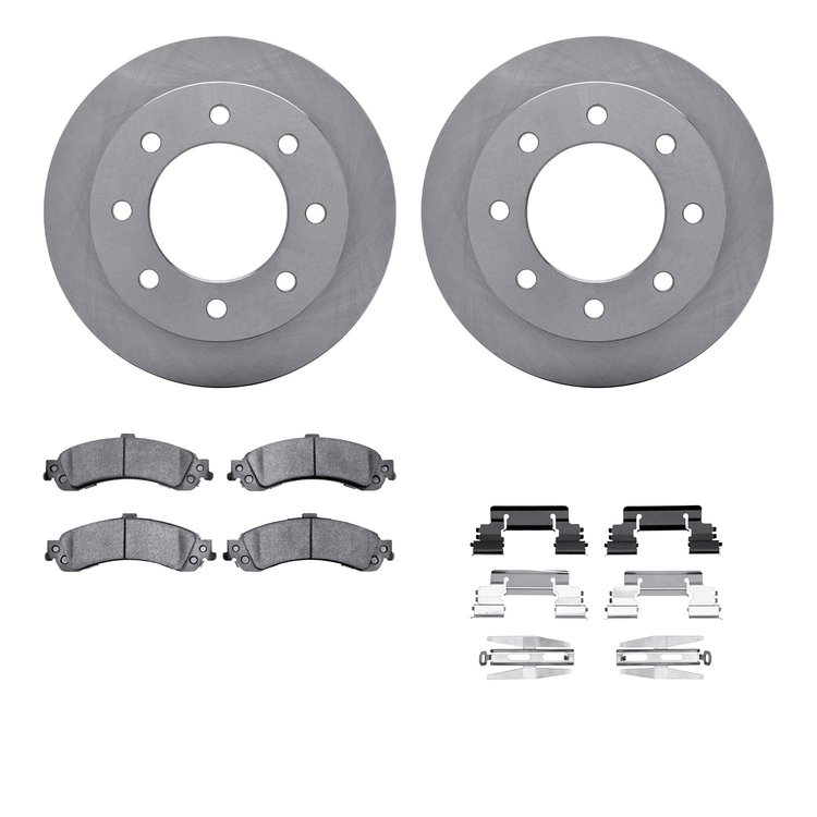 6212-48053 Brake Rotors w/Heavy-Duty Brake Pads Kit & Hardware, 2005-2005 GM, Position: Rear
