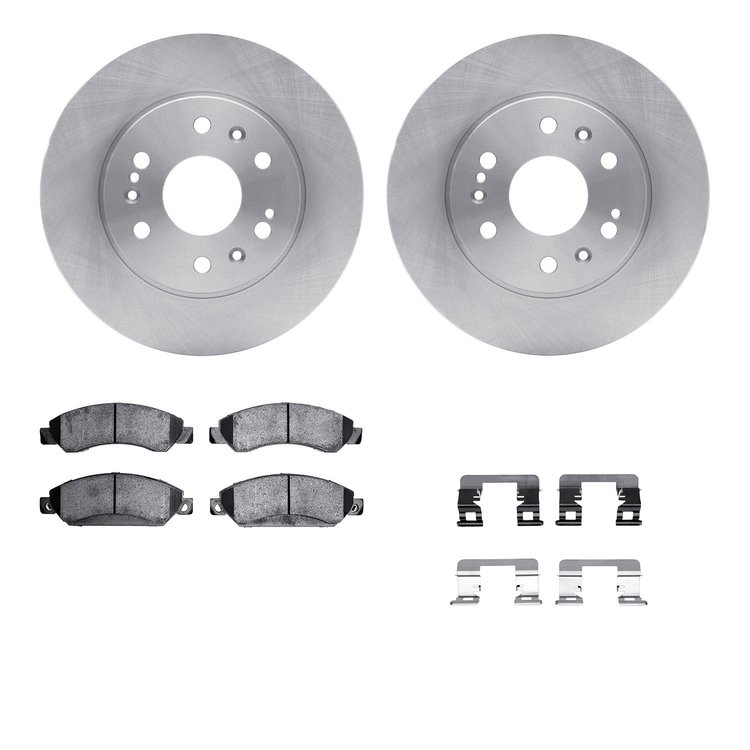 6212-48061 Brake Rotors w/Heavy-Duty Brake Pads Kit & Hardware, 2005-2008 GM, Position: Front