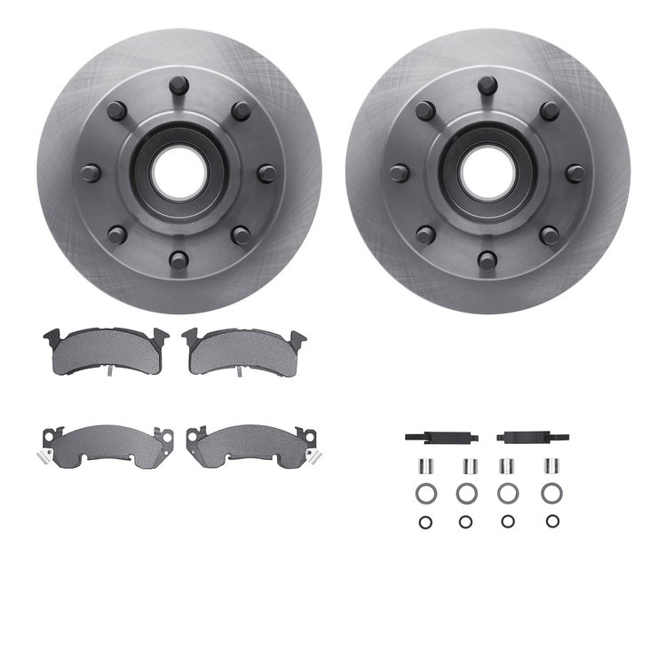 6212-48078 Brake Rotors w/Heavy-Duty Brake Pads Kit & Hardware, 1979-1979 GM, Position: Front