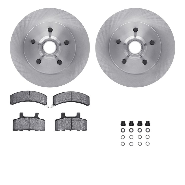 6212-48123 Brake Rotors w/Heavy-Duty Brake Pads Kit & Hardware, 1988-1991 GM, Position: Front