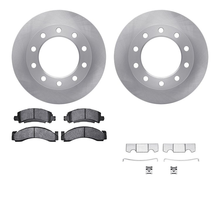 6212-48156 Brake Rotors w/Heavy-Duty Brake Pads Kit & Hardware, 1976-2005 Multiple Makes/Models, Position: Front, Rear