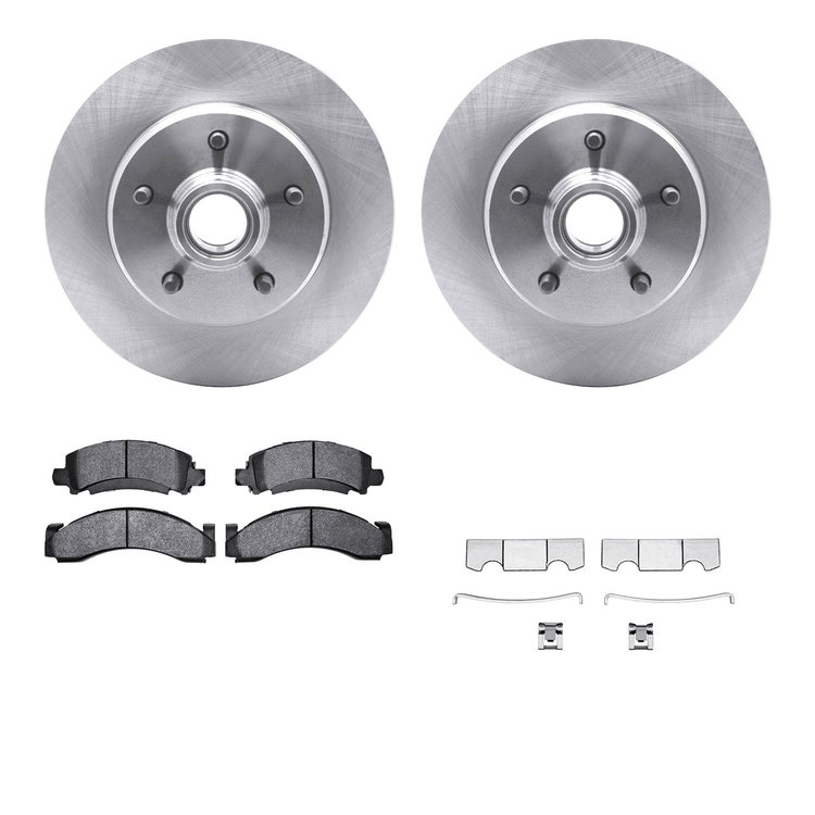 6212-48159 Brake Rotors w/Heavy-Duty Brake Pads Kit & Hardware, 1993-2005 Multiple Makes/Models, Position: Front