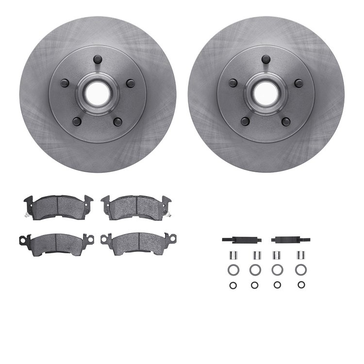 6212-48186 Brake Rotors w/Heavy-Duty Brake Pads Kit & Hardware, 1993-1995 GM, Position: Front