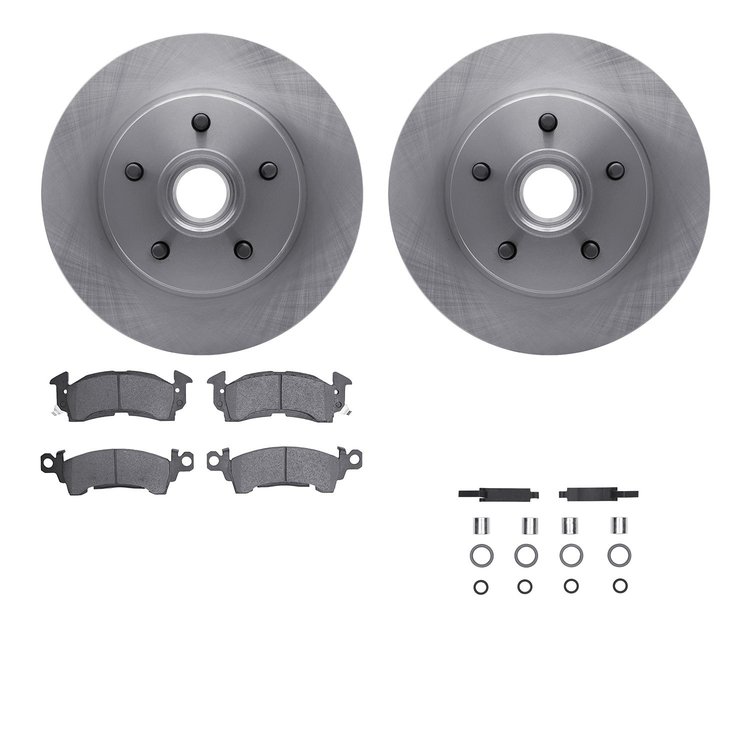 6212-48189 Brake Rotors w/Heavy-Duty Brake Pads Kit & Hardware, 1993-1995 GM, Position: Front